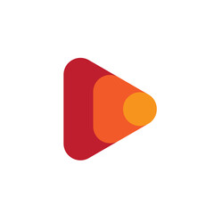 Poster - Abstract play icon, red button. Arrow right, digital media logo template, flat minimal style emblem. Concept logotype design for business, web and presentation. Vector logo