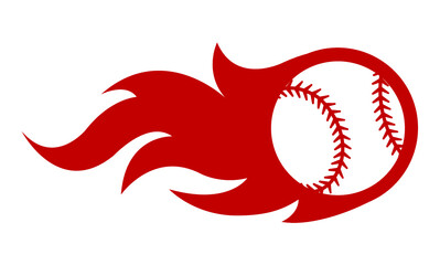 Wall Mural - vector illustration of baseball ball with simple flame shape. ideal for sticker, decal, sport logo a