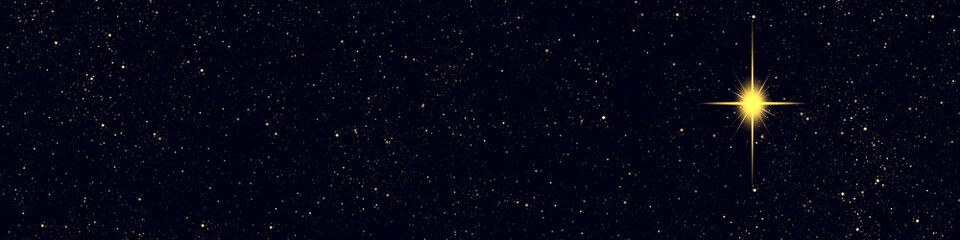 Wall Mural - christmas star glowing in night sky web banner