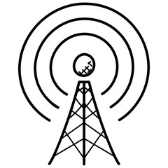 Wall Mural - 
Wireless internet signal tower doodle icon design
