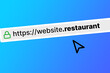 browser bar with the url of a website with a restaurant top level domain