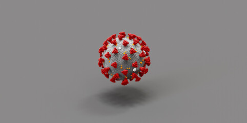 Wall Mural - High resolution. Coronavirus microscopic view. Floating influenza virus cells. Dangerous asian ncov corona virus, SARS pandemic risk concept. 3d rendering