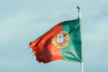 Flag Of Portugal Fluttering In The Wind