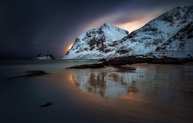 Wall Mural - vikbukta colorful sunset
