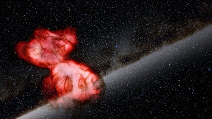 Wall Mural - red-violet nebula in outer space, horsehead nebula, unusual colorful nebula in a distant galaxy, red