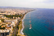 Aerial shot of the city of Limassol, Cyprus, on a bright sunny day