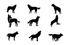 Wolf Silhouette Icon Vector Set For Logo