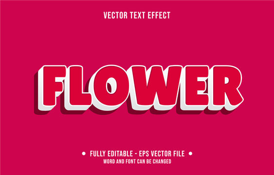 Editable text effect - flower red and white color style	
