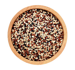 Wall Mural - Red, black and white quinoa seeds on a white background