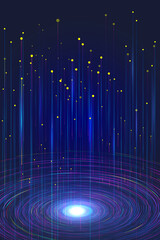 Poster - Luminous swirl and lines constitute the Internet background of communication technology.