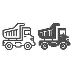 Poster - Body truck line and solid icon, heavy equipment concept, dump truck sign on white background, autotruck icon in outline style for mobile concept and web design. Vector graphics.