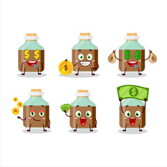 Sticker - Chocolate baby milk bottle cartoon character with cute emoticon bring money