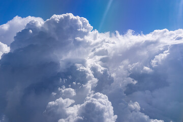 Wall Mural - Clouds and sky as seen through the plane window. background, space for copy space