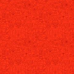 Wall Mural - Chinese Culture Line Seamless Pattern