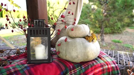 Poster - Autumn decoration with pumpkins for Thanksgiving Day