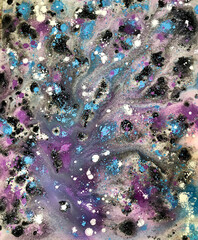 Wall Mural - Abstract acrylic multi color painting on canvas frames, blurred focus for texture background