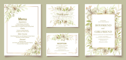 Wall Mural - Elegant floral wedding invitation card template