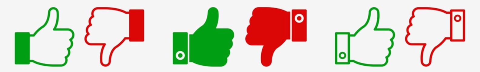 Wall Mural - Thumb Up Thumb Down Icon Set | Thumbs Up Down Vector Illustration Logo | Thumb-Up Thumb-Down Icons Isolated Collection