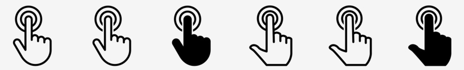 Fototapete - Hand Touch Screen Icon Set | Tap Click Vector Illustration Logo | Press Push Icons Isolated Collection