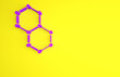 Leinwandbild Motiv Purple Chemical formula icon isolated on yellow background. Abstract hexagon for innovation medicine, health, research and science. Minimalism concept. 3d illustration 3D render.