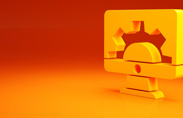 yellow software, web development, programming concept icon isolated on orange background. programmin