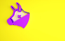 Purple Cow Head Icon Isolated On Yellow Background. Minimalism Concept. 3d Illustration 3D Render.