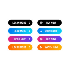 Poster - Web buttons icon. Read more, download, buy now. Different gradient colors and icons on oval forms. Vector EPS 10. Isolated on white background