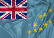 Tuvalu flag waving in the wind. National flag on satin cloth surface texture. Background for international concept.