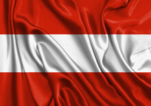 Austria , National Flag On Fabric Texture. International Relationship.