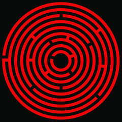 
red round maze on black background