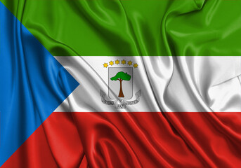 Equatorial Guinea , national flag on fabric texture. International relationship.