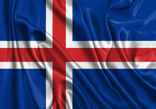 Iceland , National Flag On Fabric Texture. International Relationship.