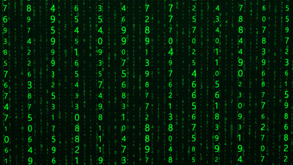 Leinwandbilder - Digital background. Big data. Hacker concept. Abstract matrix. Computer generated many numbers. 3D rendering