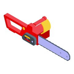 Poster - Power electric chainsaw icon. Isometric of power electric chainsaw vector icon for web design isolated on white background