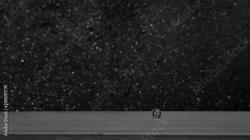Fotomural A Single Diamond on a Wooden Plank, Showing the Gem Stone as a Product Display Piece on a Bokeh Background