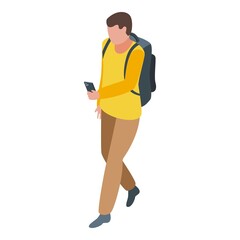 Poster - Student make phone call icon. Isometric of student make phone call vector icon for web design isolated on white background