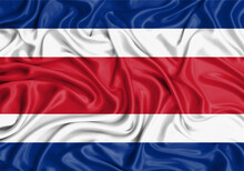 Costa Rica , National Flag On Fabric Texture Waving Background.