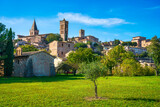Fototapeta Miasto - Spello medieval village and olive tree. Perugia, Umbria, Italy.