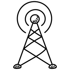 Wall Mural - 
Wireless internet signal tower doodle icon design
