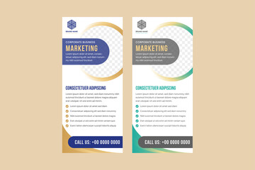 Poster - Roll up business brochure flyer banner design vertical template vector, product presentation with abstract geometric style, modern publication x-banner. circle photo space. white background.