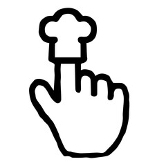 Hand Cursor070 (Chef hat): Doodle Icon: Hand drawn vector Icon like woodblock print