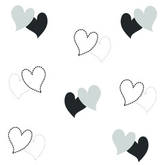 gray black love heart patter vector