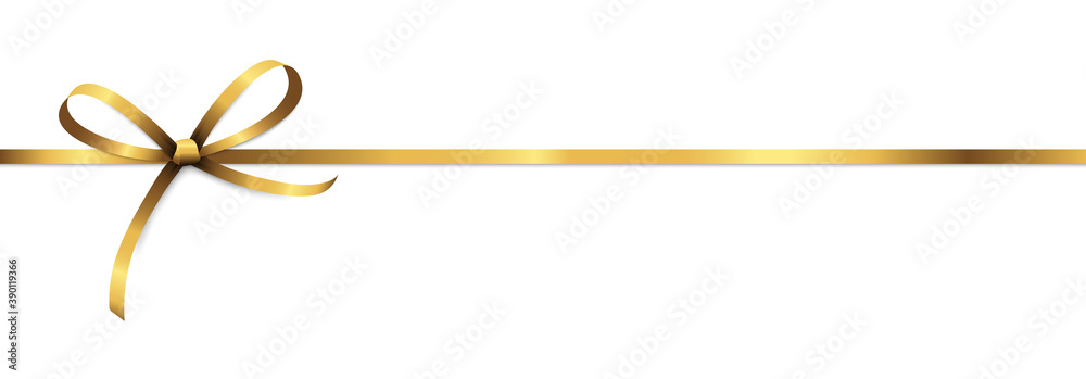 golden colored ribbon bow - obrazy, fototapety, plakaty 