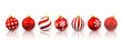 © Oleh - Red Christmas ball set. Xmas glass ball on white background. Holiday decoration template. Vector illustration