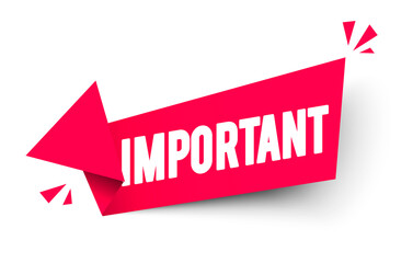 Fototapete - Vector Illustration Origami Arrow Sign With Text Important.