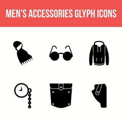 Wall Mural - Men's Accessories Vector Icon Set