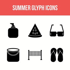 Sticker - Unique Summer Glyph Vector Icon Set