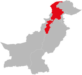 Sticker - Khyber Pakhtunkhwa province isolated on Pakistan map. Light gray background. Business concepts and backgrounds.