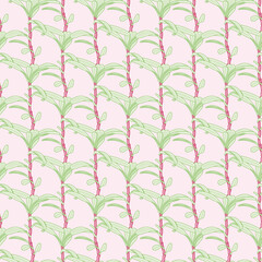  Sprout hedge vector repeating pattern. Cartoon plant lattice seamless illustration background.