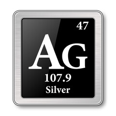 Sticker - The periodic table element Silver. Vector illustration